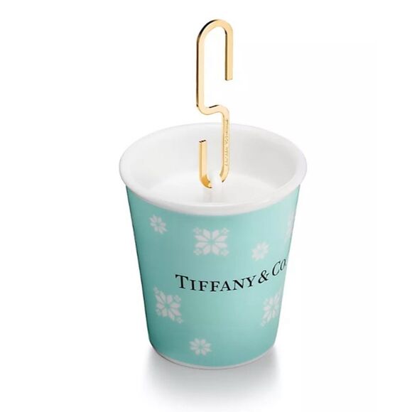 Tiffany & Co. Blue Porcelain Paper Cup Ornament with Gold Clip Hook NEW - Picture 1 of 9
